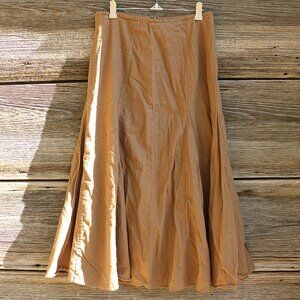 'White Stag' linen brown flare midi skirt